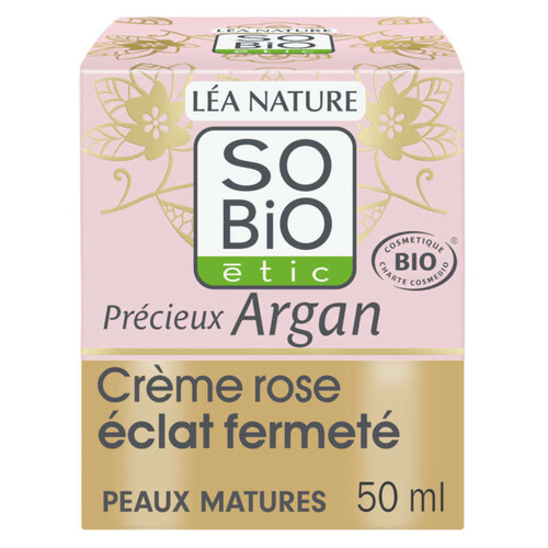 SO'BiO Étic Crème Rose Eclat Fermeté de jour à l'Huile d'Argan Bio 50ml