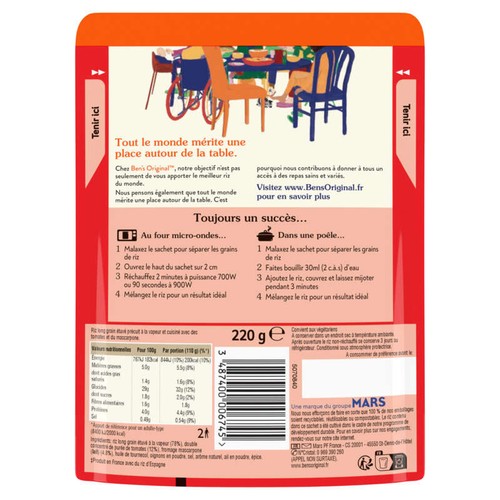 Ben's Original Riz Tomate à l’Italienne Micro-Ondable 220g