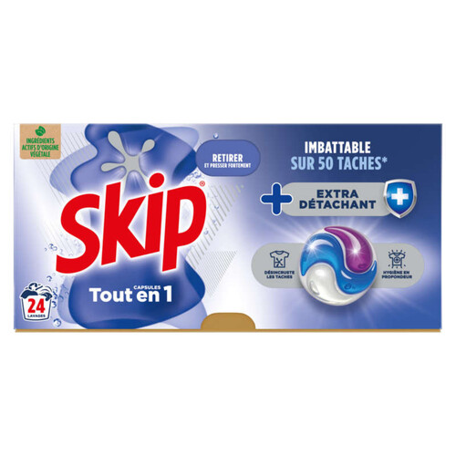 Skip lessive capsules 3en1 extra détachant x24