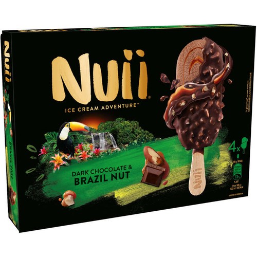 Nuii  Bâtonnets Chocolat noir & Noix du Brésil x4 276g