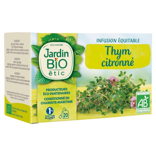 Jardin Bio Etic Infusion Thym Citronné Sachet x20 30g