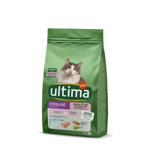 Ultima Croquettes À La Truite & À L'Orge Pour Chat Stérilisé Sensible 1,5kG