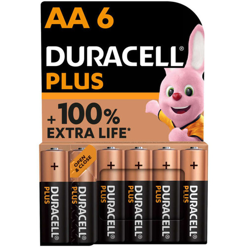 Duracell Plus Piles Alcalines Aa 1,5V Lr6 Mn1500 100% Extra Life Paquet De 6