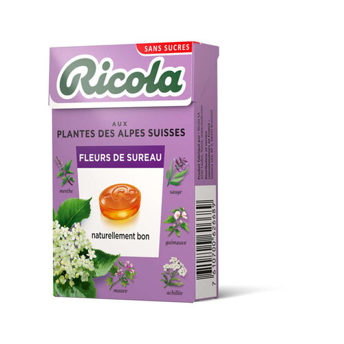 Ricola Bonbons Suisses Aux Plantes Fleurs De Sureau Sans Sucres 50G