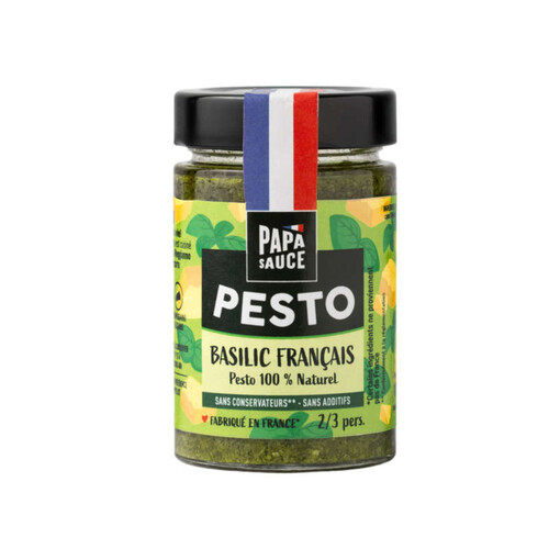 Papa Sauce Pesto Basilic Français 100% Naturel 180g