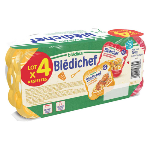 Blédina Blédichef Cassolette De Patate Douce, Légumes Et Poulet 2X250G Dès 15 Mois / Spaghetti À La Bolognaise 2X230G Dès 12 Mois