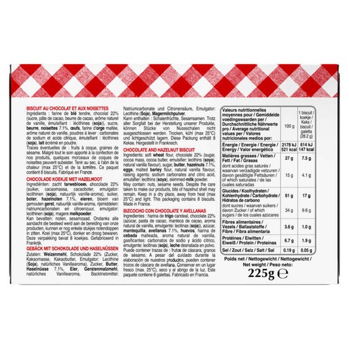 Bonne Maman Cookies chocolat noisettes 225g