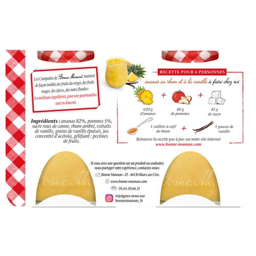Bonne Maman Compotée Ananas rhum 2x130g