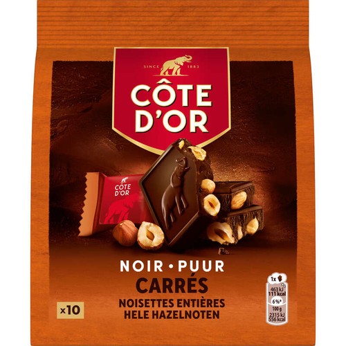 Côte d'Or Tablette Chocolat Noir Noisettes Entières x10 20g
