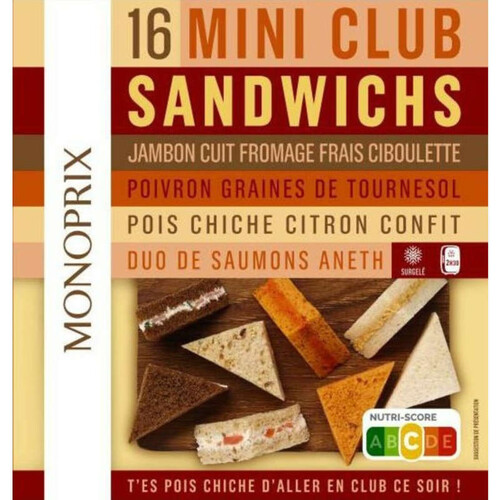 Monoprix 16 mini club sandwichs surgelés 155g