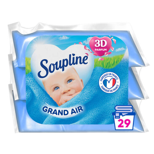 Soupline Adoucissant concentré 3D Grand Air Eco Recharges 3x200ml