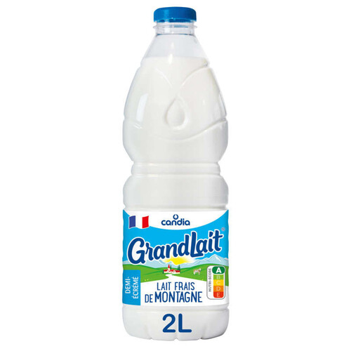 Candia - Grandlait - Lait frais demi écrémé de montagne - la bouteille de 2L