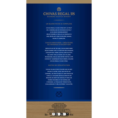 Chivas Regal Scotch Whisky, Cold Signature, 18 Ans D'Âge, 40% Vol. 70cl