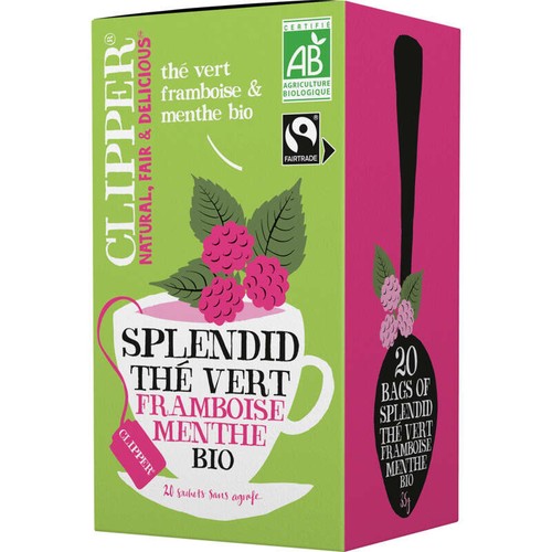 Clipper Splendid Thé Vert Framboise Menthe Bio 20 sachets 36g