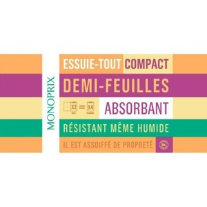 Monoprix Essuie-tout compact demi-feuilles absorbant