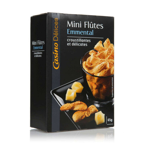 Casino Delices Mini flûtes - Flûtes - Biscuits apéritifs - Emmental 65g