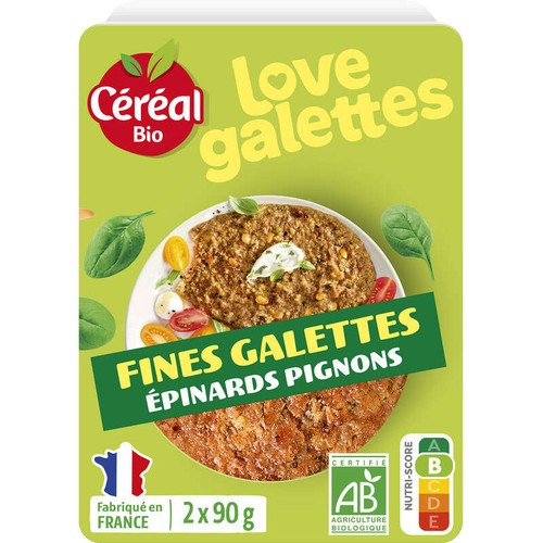 Céréal Bio Fines Galettes Épinards Pignon 180g