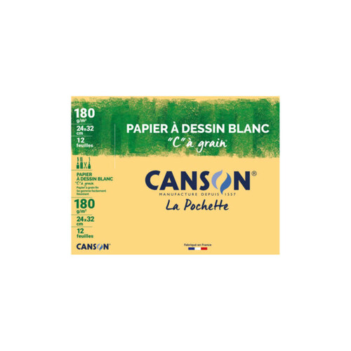 Canson Papier À Dessin Blanc À Grains, 24X32cm x12