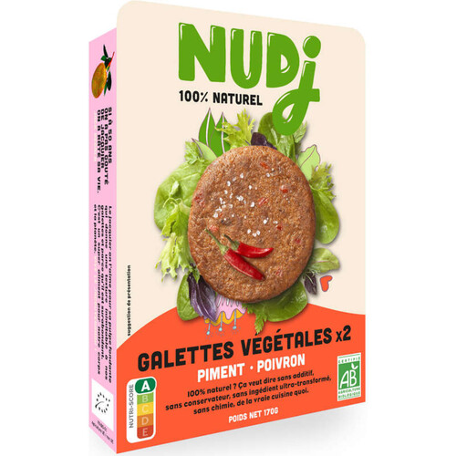 Nudj galettes végétales piment poivron bio x2 - 170g