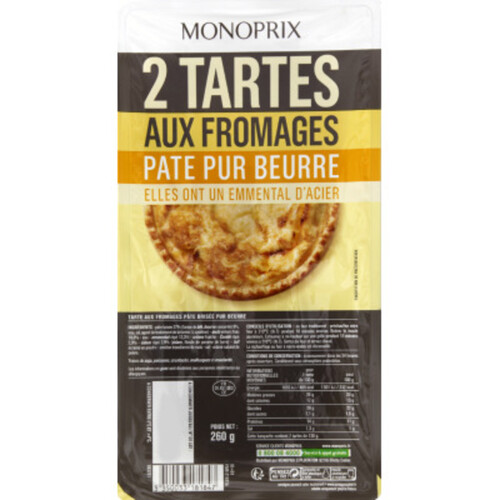Monoprix Tartes aux Fromages Pâte Pur Beurre x2 260g