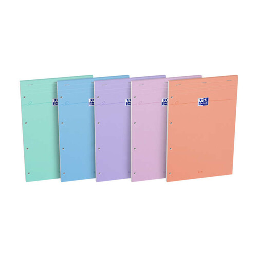 Oxford Bloc-notes Smart A4+ Quadrillé Reliure Agrafée Couverture Carte Souple Coloris Assortis Pastel 5x5 /160 Pages