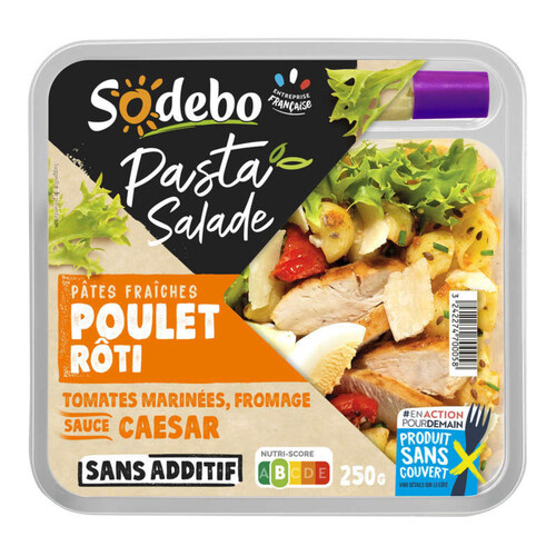 Sodebo Pasta Salade Poulet Caesar Sans Additifs 250g