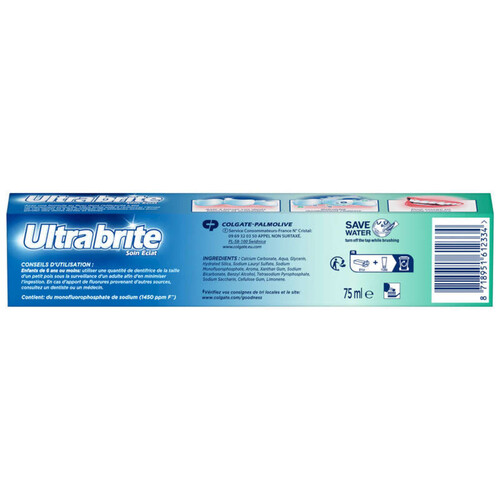 Ultra Brite dentifrice soin eclat dents blanches & haleine fraiche 75ml