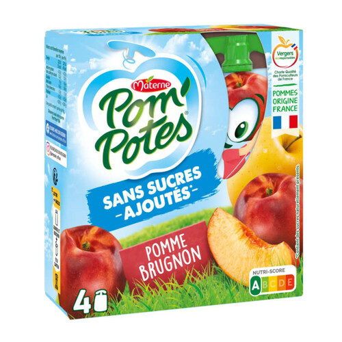 Pom'Potes Sans Sucres Ajoutés Pomme Brugnon 4X90G