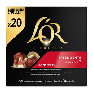 l'Or Espresso café splendente intensité 7 x20 capsules, 104g.