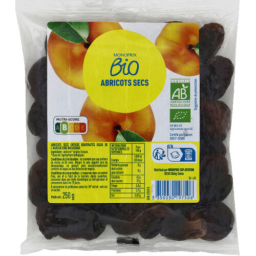 Monoprix Bio Abricots Secs Sachet de 250g