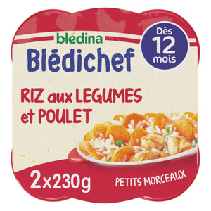 Blédina bledichef plat riz aux légumes et poulet dès 12 Mois 2x230g