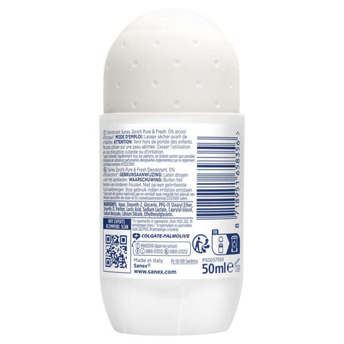 Sanex Déodorant zero pure & fresh bille 50ml