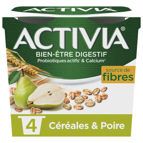 Activia yaourt aux fruits et céréales poire bifidus 4x115g