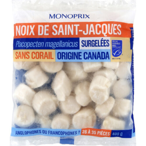 Monoprix Noix de Saint Jacques sans corail. Calibre moyen 400g