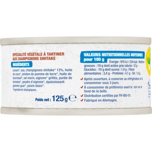 Bjorg Terrine Forestière à Tartiner, Bio 125g