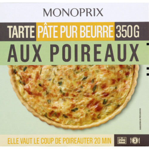Monoprix Tarte Aux Poireaux Avec Pâte Pur Beurre 350G
