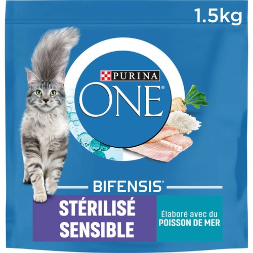 Purina One Chat Stérilisé Sensible Poissons de Mer et Céréales Complètes 1.5kg