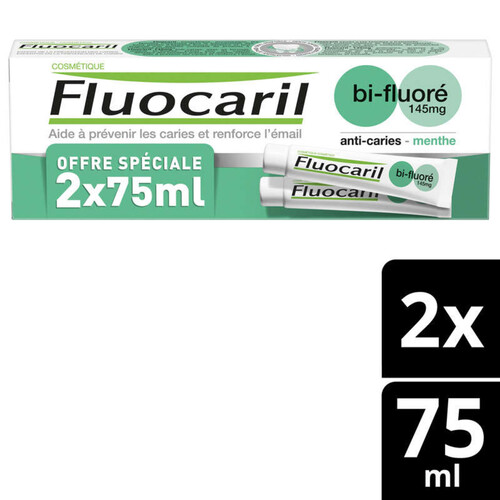 [Para] Fluocaril Dentifrice Menthe Bi-Fluoré 145mg Lot 2x75ml