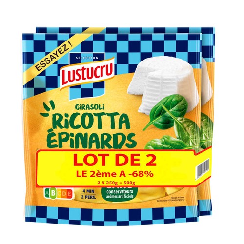 Lustucru Girasoli Ricotta Epinard 2x250g Offre le 2ème à moins 68%