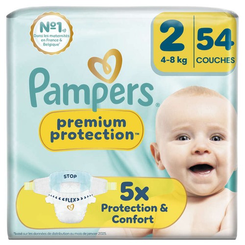 Pampers Premium Protection Taille 2 - 4kg-8kg – x54 Couches