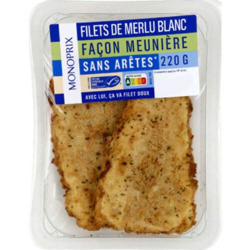 Monoprix filets de Merlu blanc façon meunière 220g