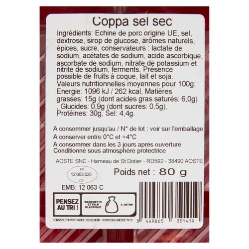 Aoste Dentelles de Coppa 80g