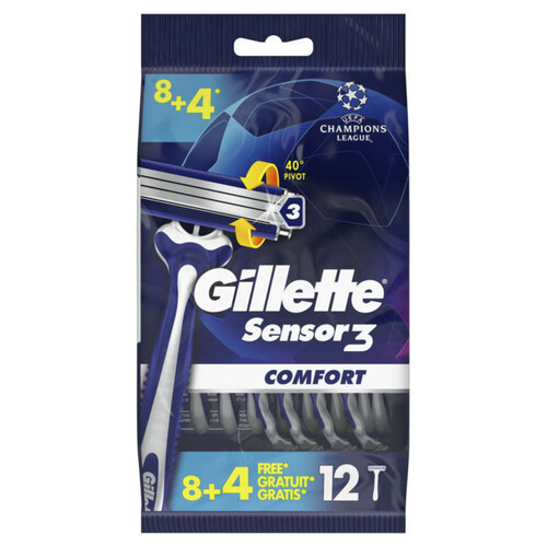 Gillette Rasoirs Jetables Sensor3 X8+4.
