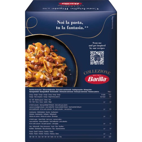 Barilla Pâtes Conchiglie Rigate Collezione 500g