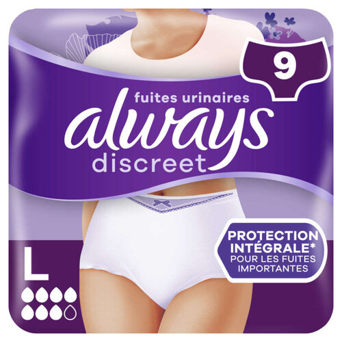 Always Discreet  Culottes Pour Fuites Urinaires 6 drops x9