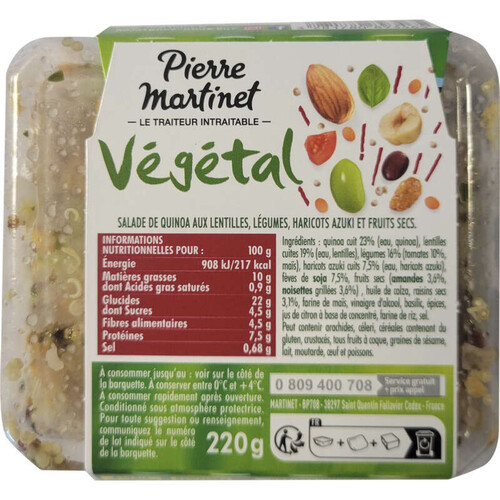 Pierre Martinet Salade de quinoa croquant 220g