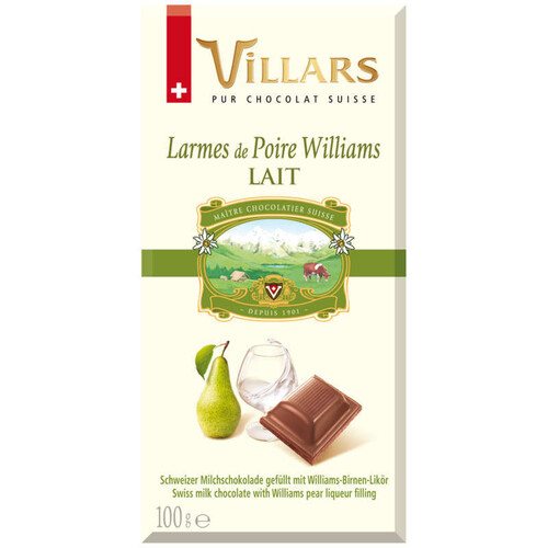 Villars Chocolat Au Lait Fourré À L'Eau De Vie De Poire Williams 100G