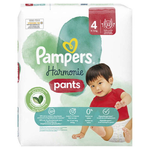 Pampers harmonie couches-culottes taille 4, 32 couches, 9kg - 15kg