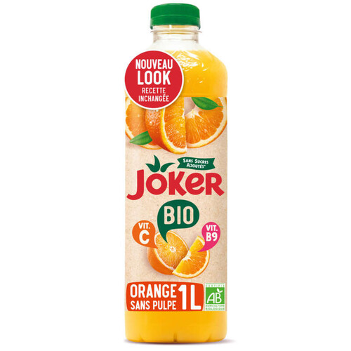Joker jus d'orange bio sans pulpe la bouteille de 1L