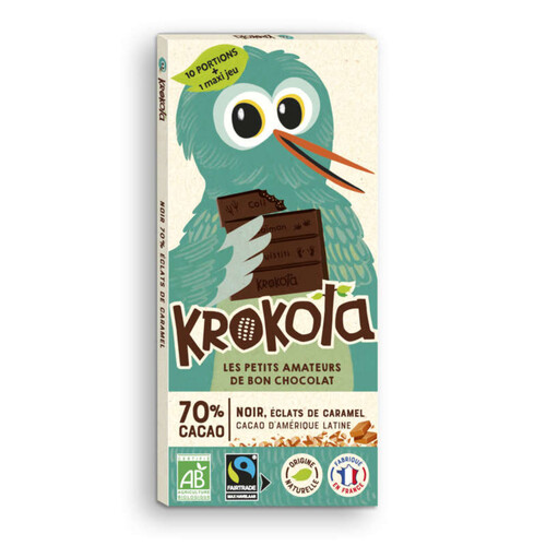 Krokola chocolat noir 70% éclats de caramel bio 100g